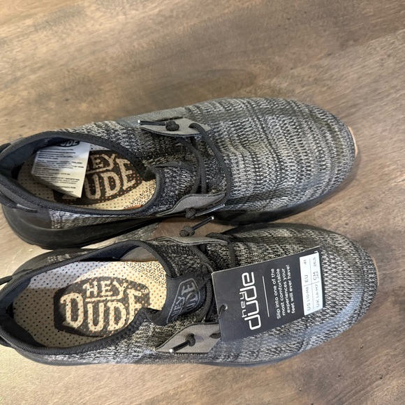 Men's Black and Gray Hey Dude Shoes - Picture 2 of 7